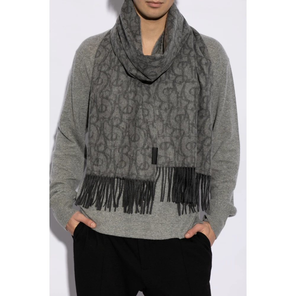 Burberry Kasjmier sjaal met franjes Gray Unisex