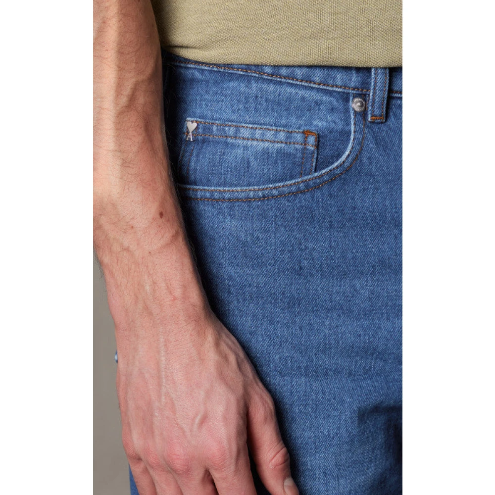Ami Paris Gebruikte Blauwe Classic Fit Jeans Blue Heren