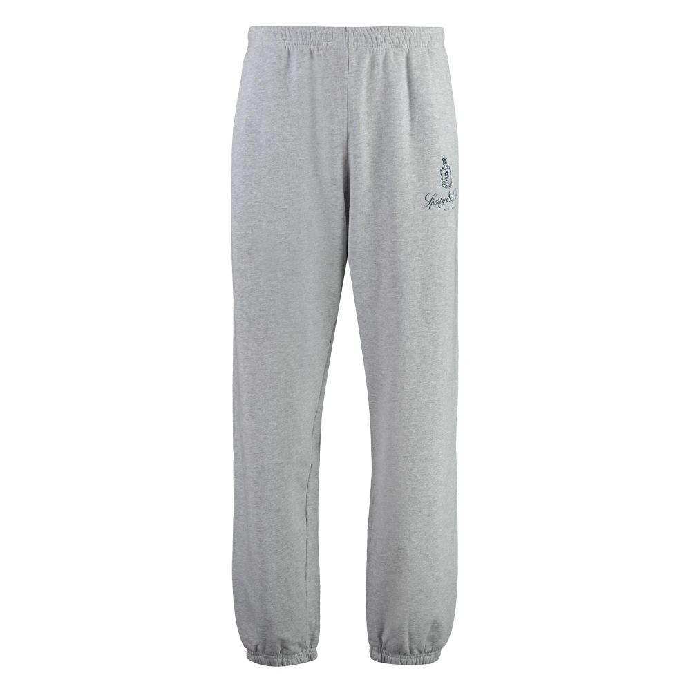 Sporty & Rich Katoenen trainingsbroek met contrasterend logo Gray Heren