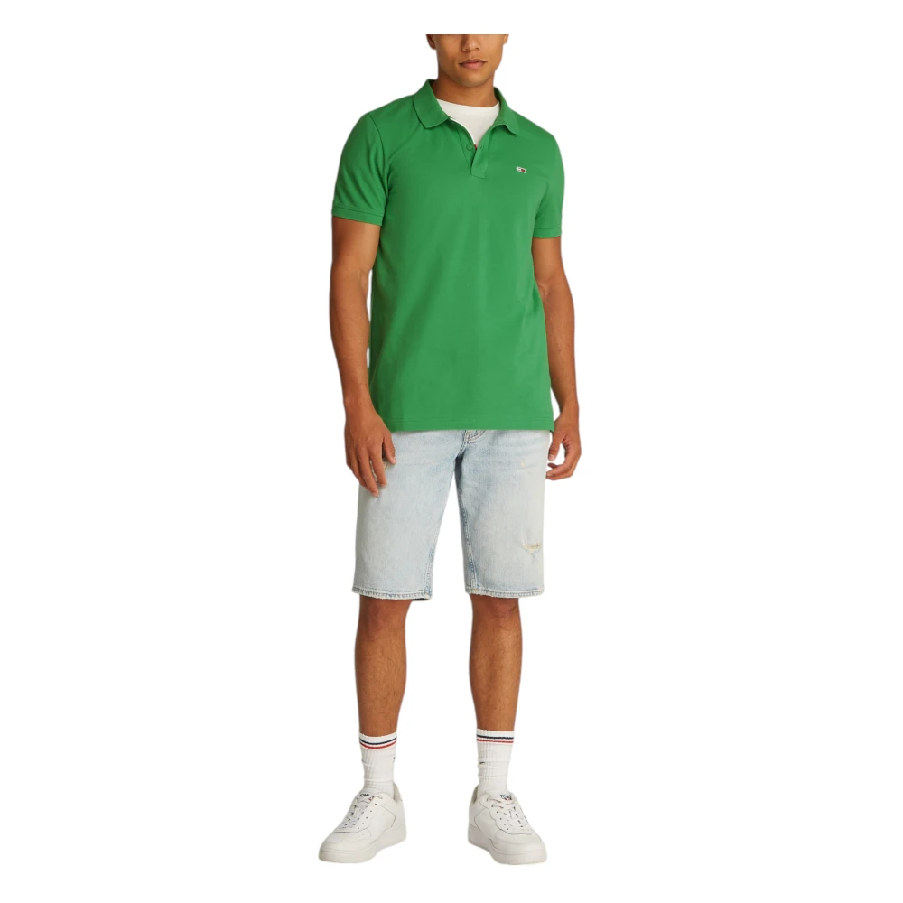 Tommy Jeans Korte Mouw Polo in Katoen Collectie Green Heren