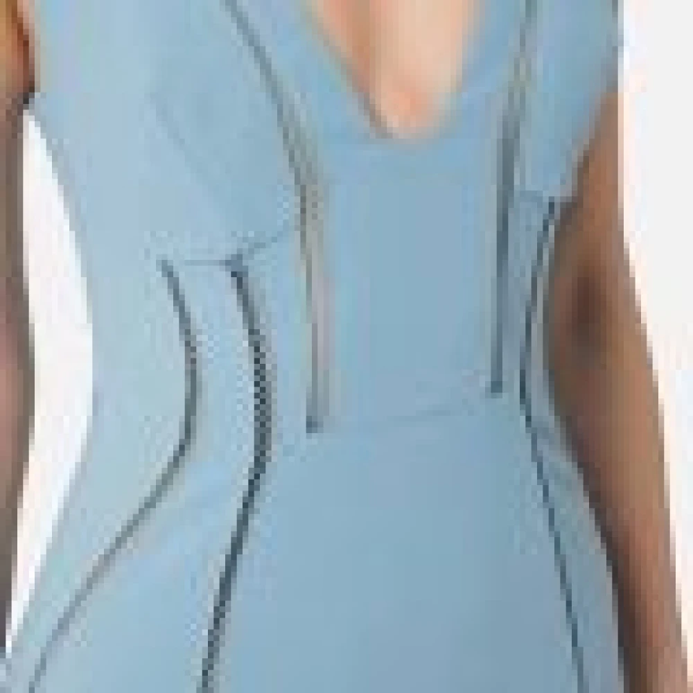 Elisabetta Franchi Stretch Crêpe Jurken met Uitsnijding Blue Dames
