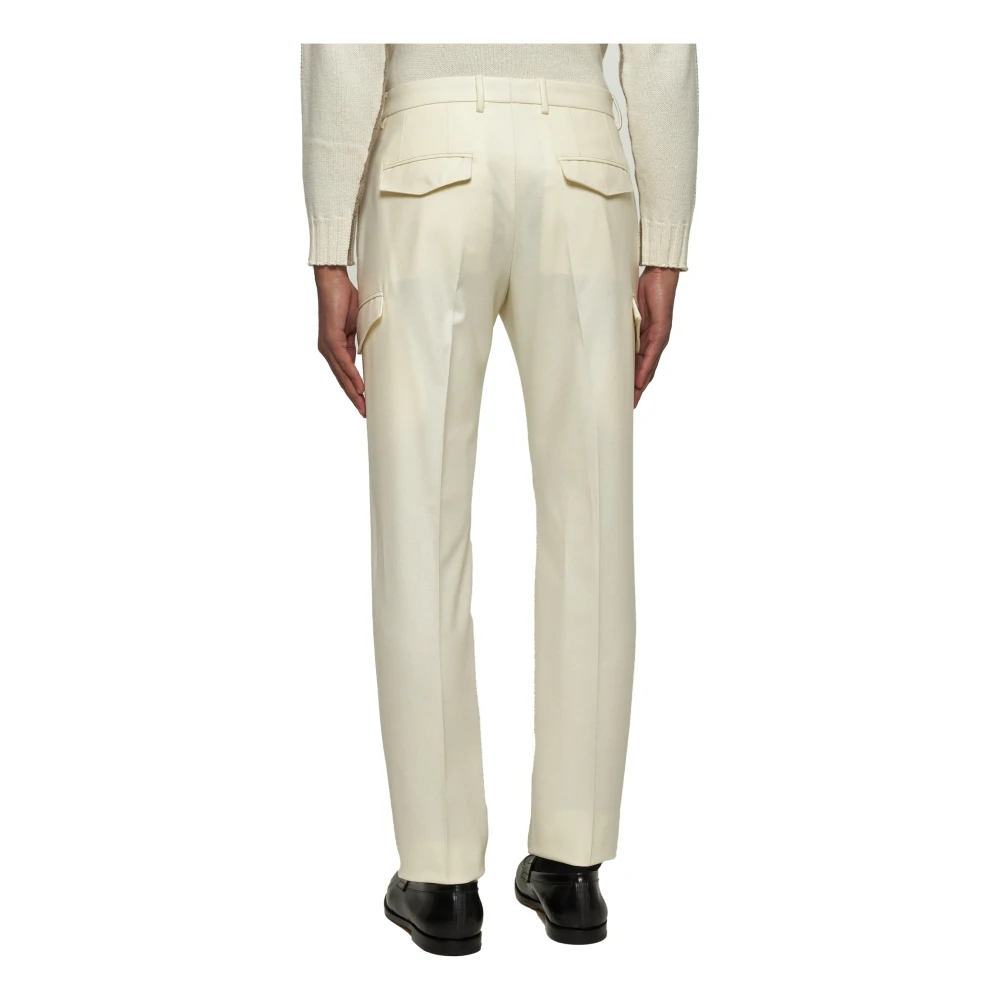 Tagliatore Ivoor Wollen Broek met Plooi Beige Heren
