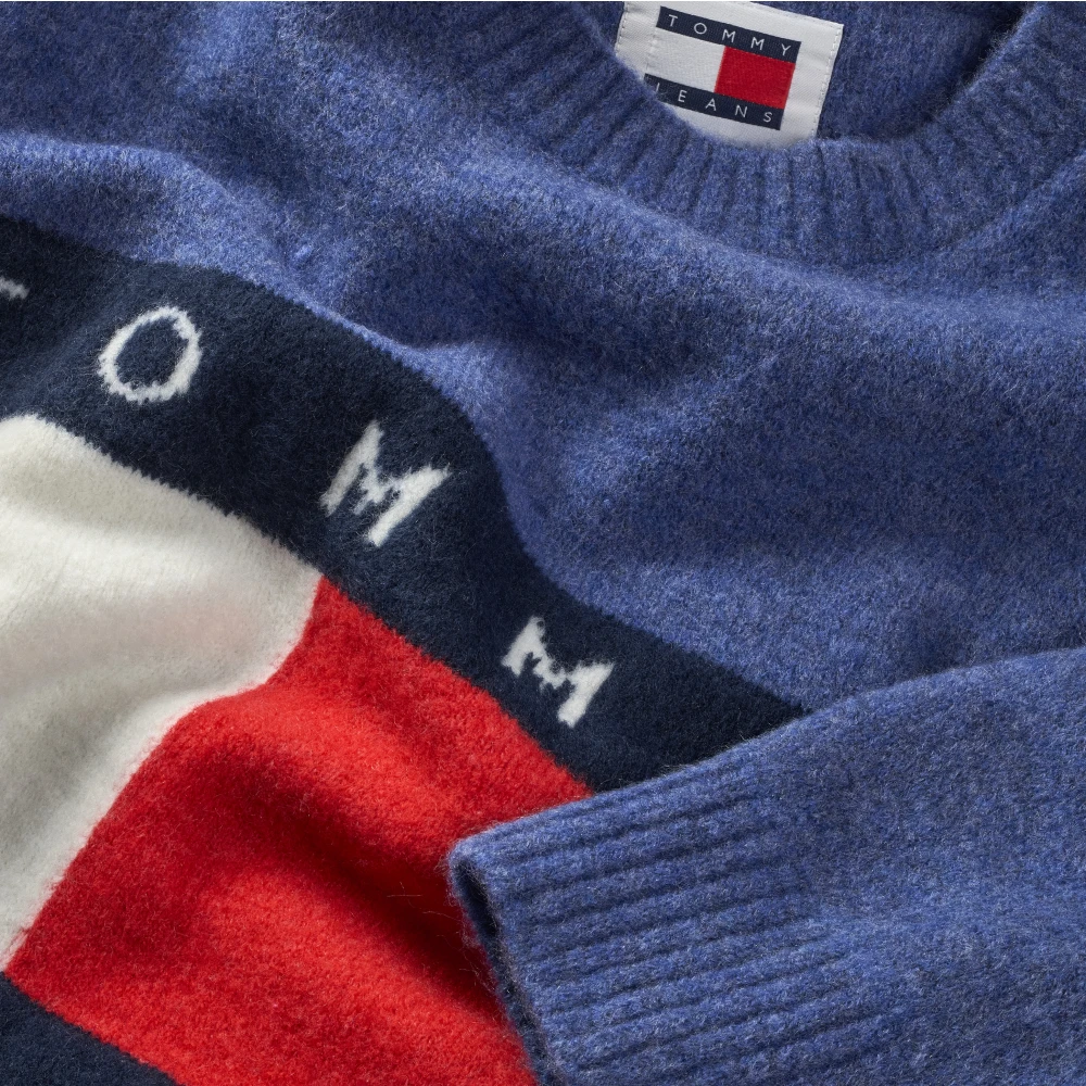 Tommy Jeans Blauwe Sweater met Vlagembleem Blue Heren