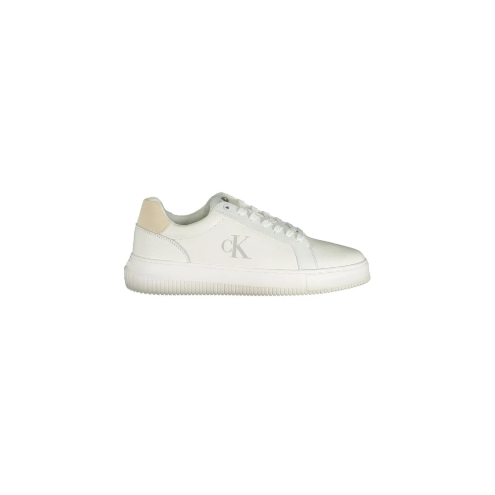 Calvin Klein Men's White Leather Platform Sneakers