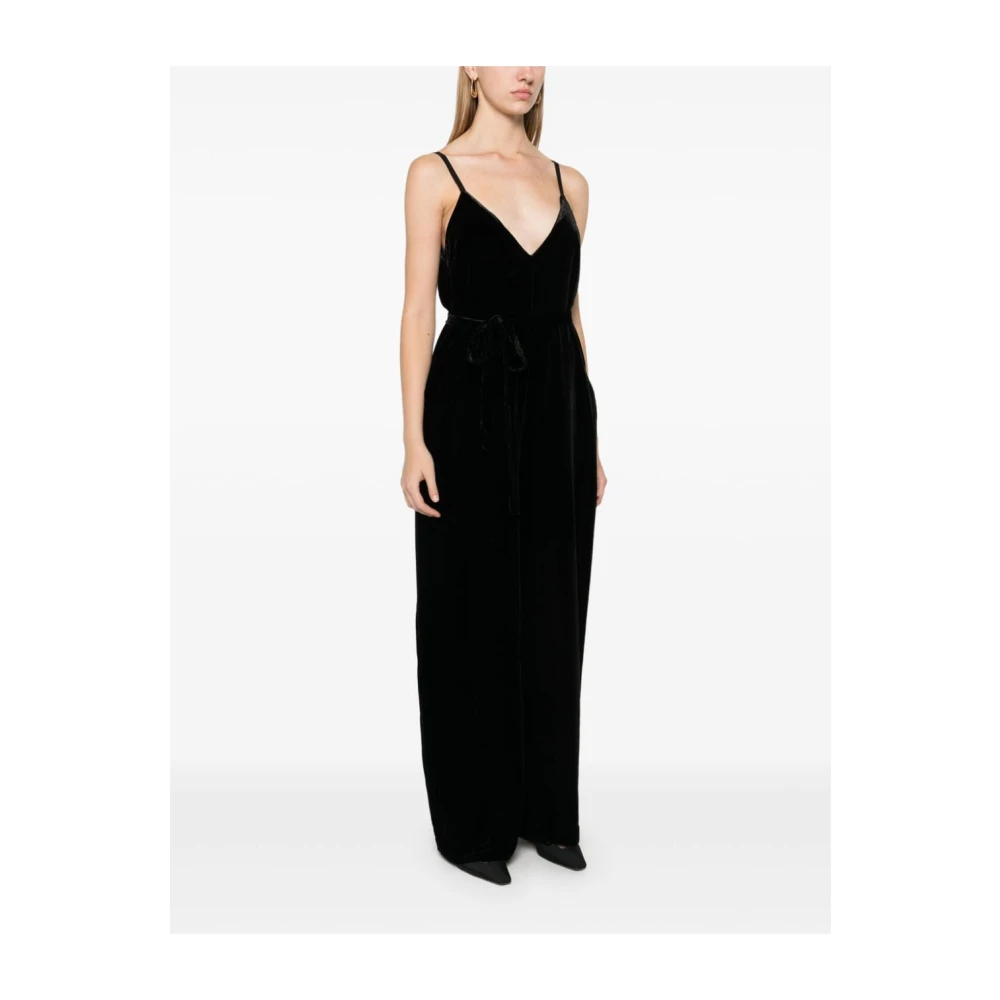 Gold Hawk Zwarte Fluweel Maxi Jurk met V-Hals Black Dames