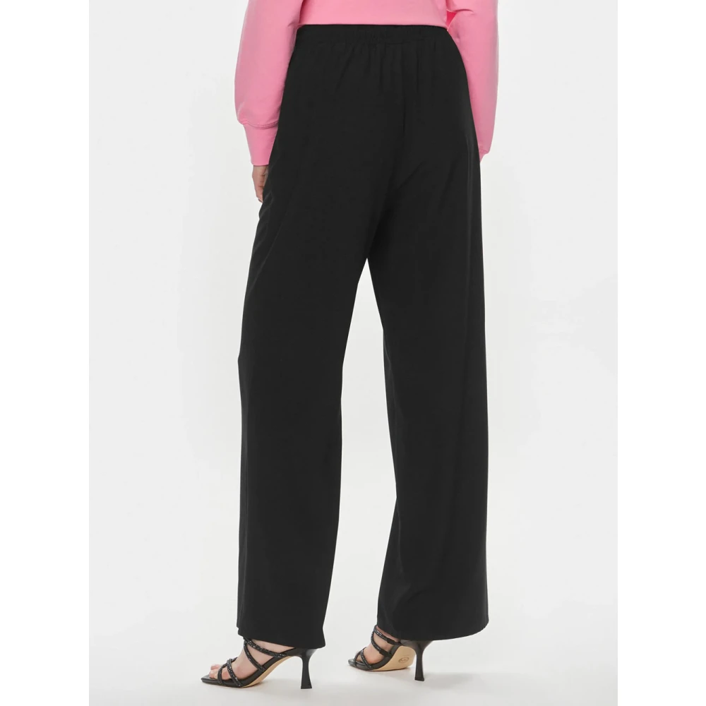 Liu Jo Zwarte wijde broek met strass details Black Dames