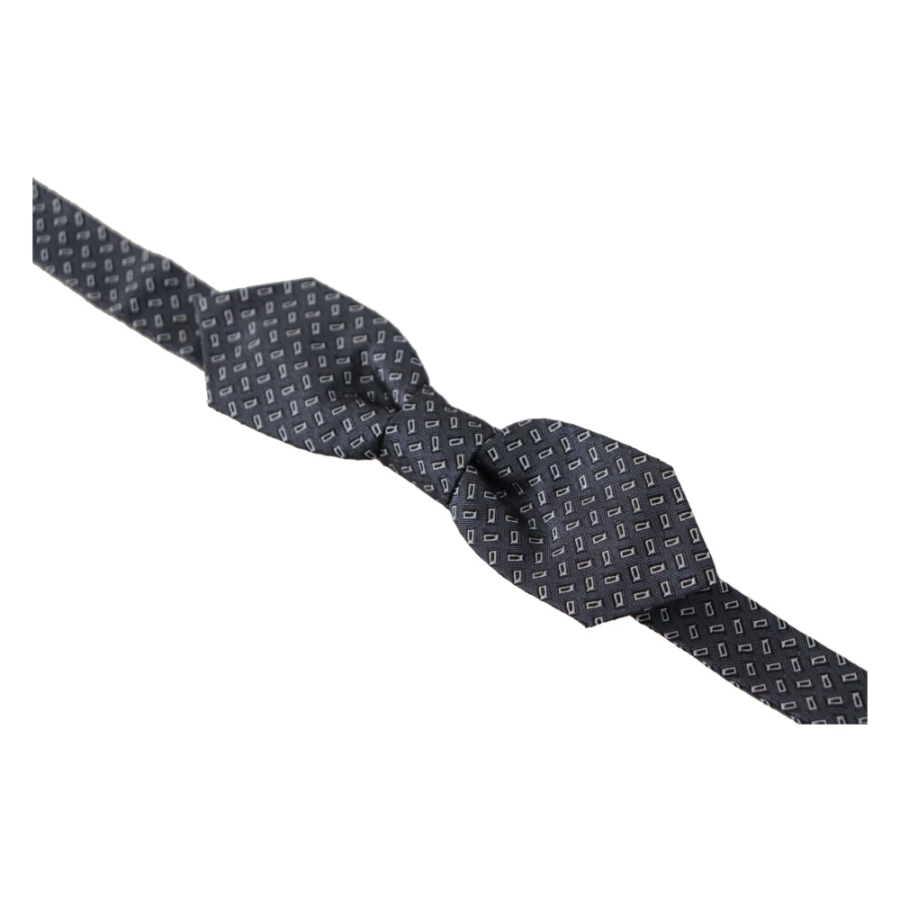 Dolce & Gabbana Elegante Polka Dot Zijden Vlinderdas Blue Heren