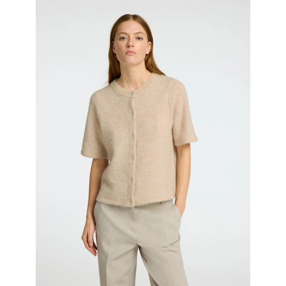 Selected Femme Birch Melange Knit Cardigan Beige Dames