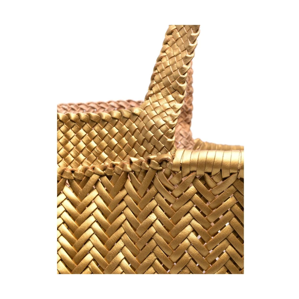 Dragon Diffusion Metallic Geweven Leren Tote Tas Yellow Dames
