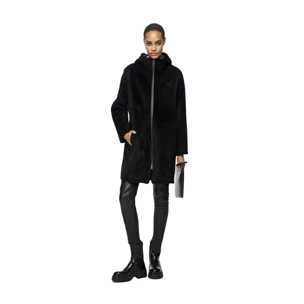 Vespucci by VSP Juliane Zwarte Shearling Jas Black Dames