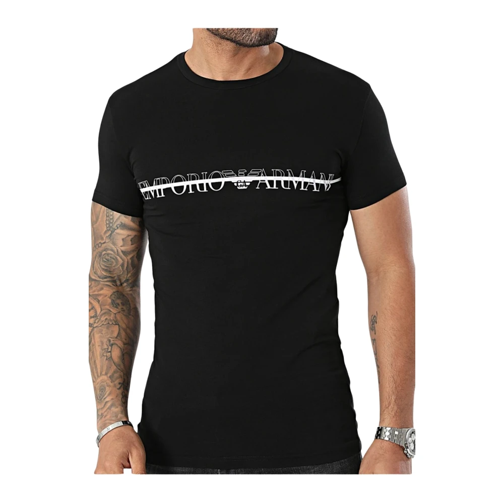 Emporio Armani Zwarte katoenen T-shirt voor mannen Lente Zomer Black Heren