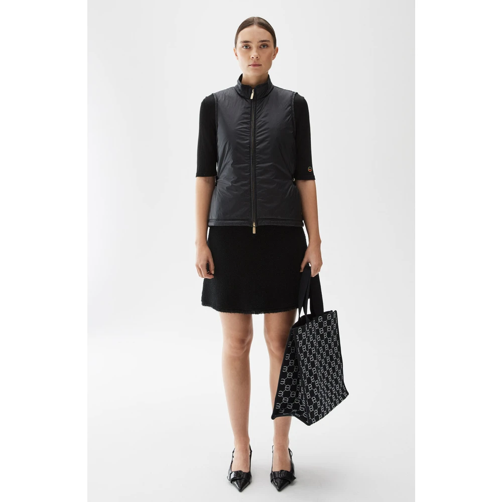 Busnel Zwarte Ellery Vest met hoge kraag en gouden rits Black Dames