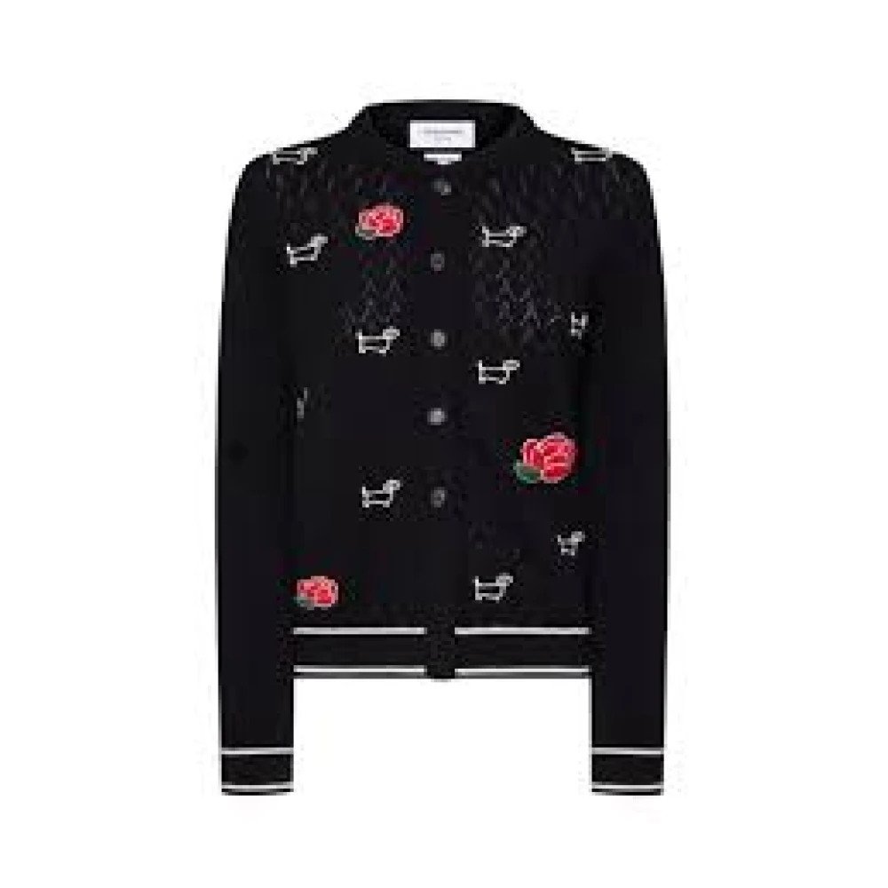 Thom Browne Stijlvolle Gebreide Cardigan Sweater Black Dames