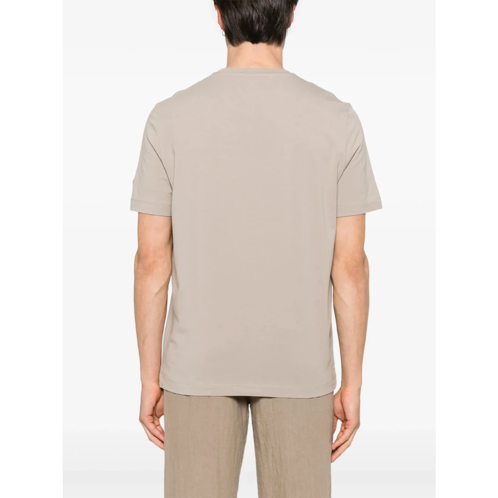 Corneliani Stretch Katoen Logo T-shirt Beige Heren