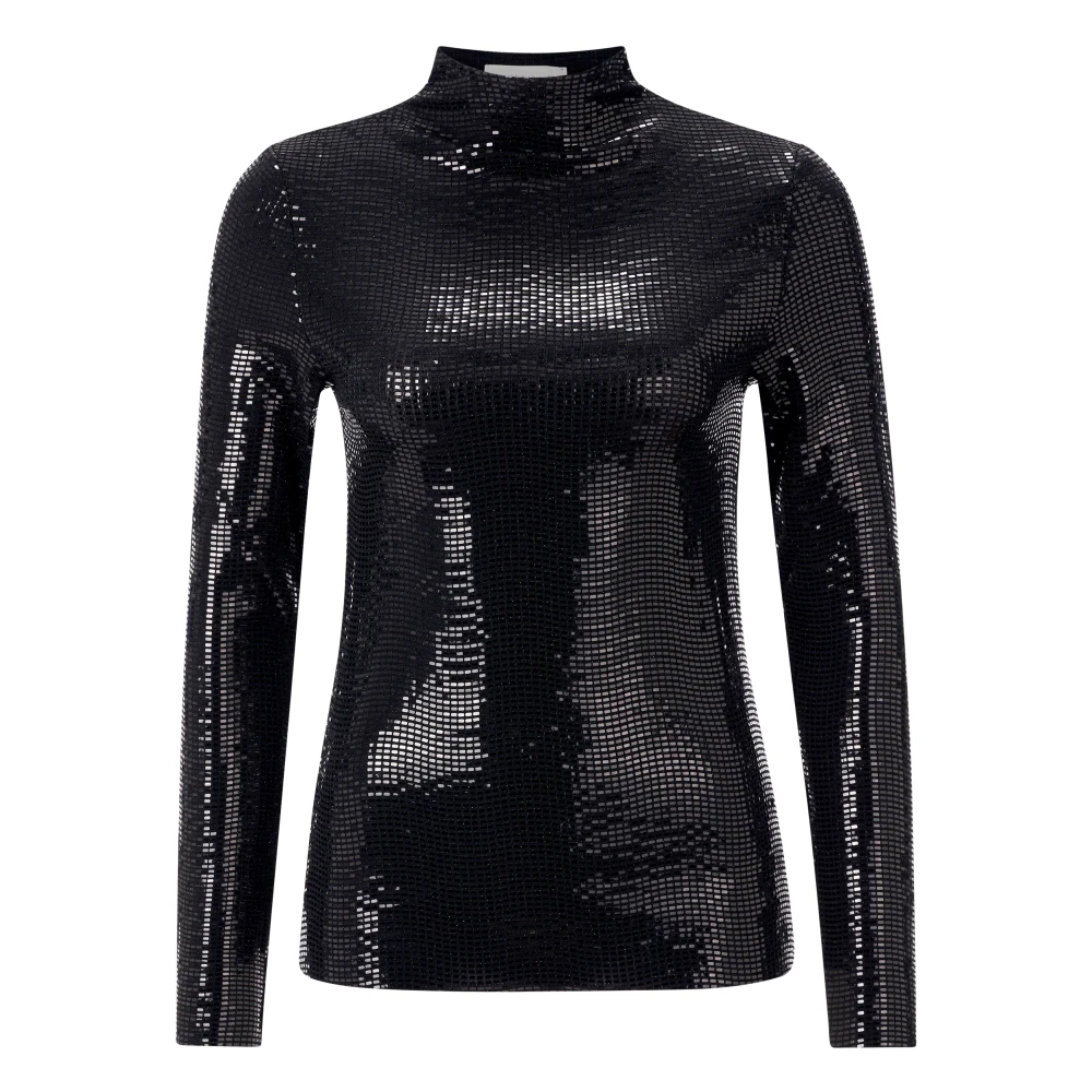 Rich & Royal Glanzende Roll Neck Sweater Black Dames