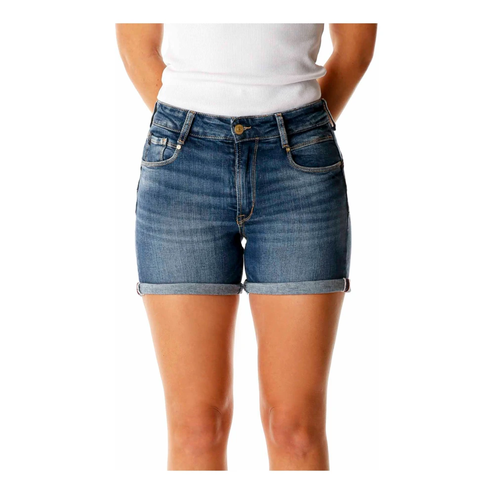 Le Temps Des Cerises Denim Shorts met Medium Taille Blue Dames