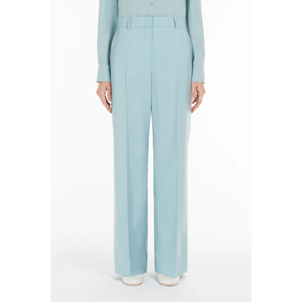 Max Mara Weekend Wollen Palazzo Broek Lichtblauw Blue Dames