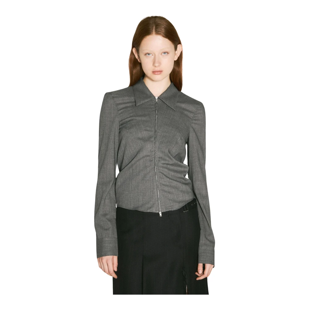 Our Legacy Antraciet Wol Zip Shirt Gray Dames