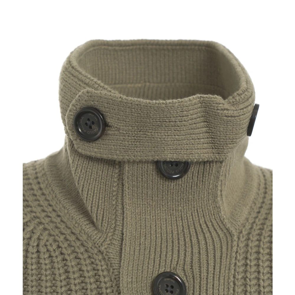 Paolo Pecora Groene Gebreide Trui Aw24 Handwas Green Heren