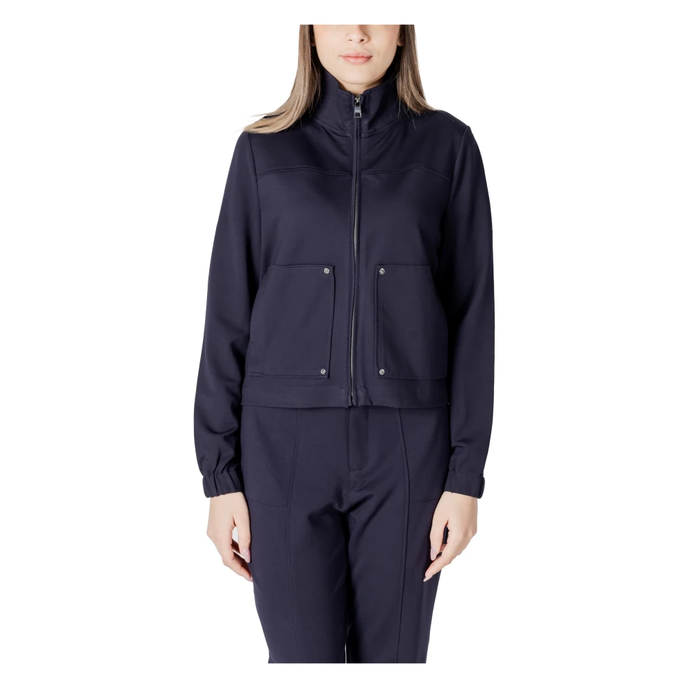 Street One Hoodless dames sweatshirt met ritssluiting Blue Dames
