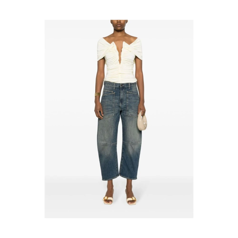 Nili Lotan Cerulean Blue Gewassen Denim Jeans Blue Dames