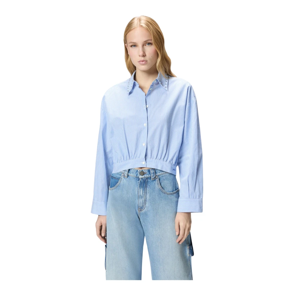 Pinko Vrouw Blauw Overhemden Dames, M, Charita Camicia Bastonetto