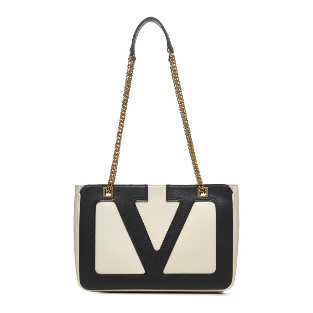 Valentino Garavani Maxi VLogo Signature Leren Schoudertas Beige Dames