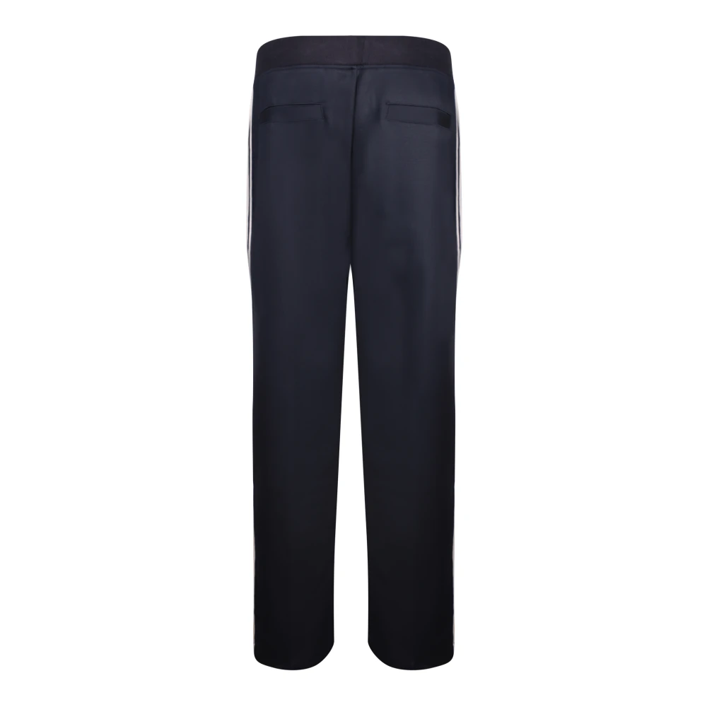 Emporio Armani Elastische Taille Wollen Broek Blue Heren