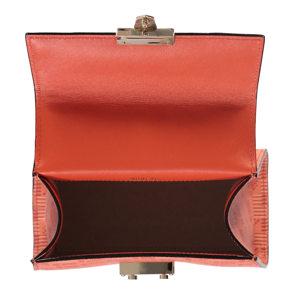 Moreau Paris Korrelig leren schoudertas met logo Orange Dames