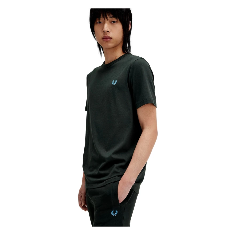 Fred Perry Navy Logo Geborduurd T-shirt Green Heren