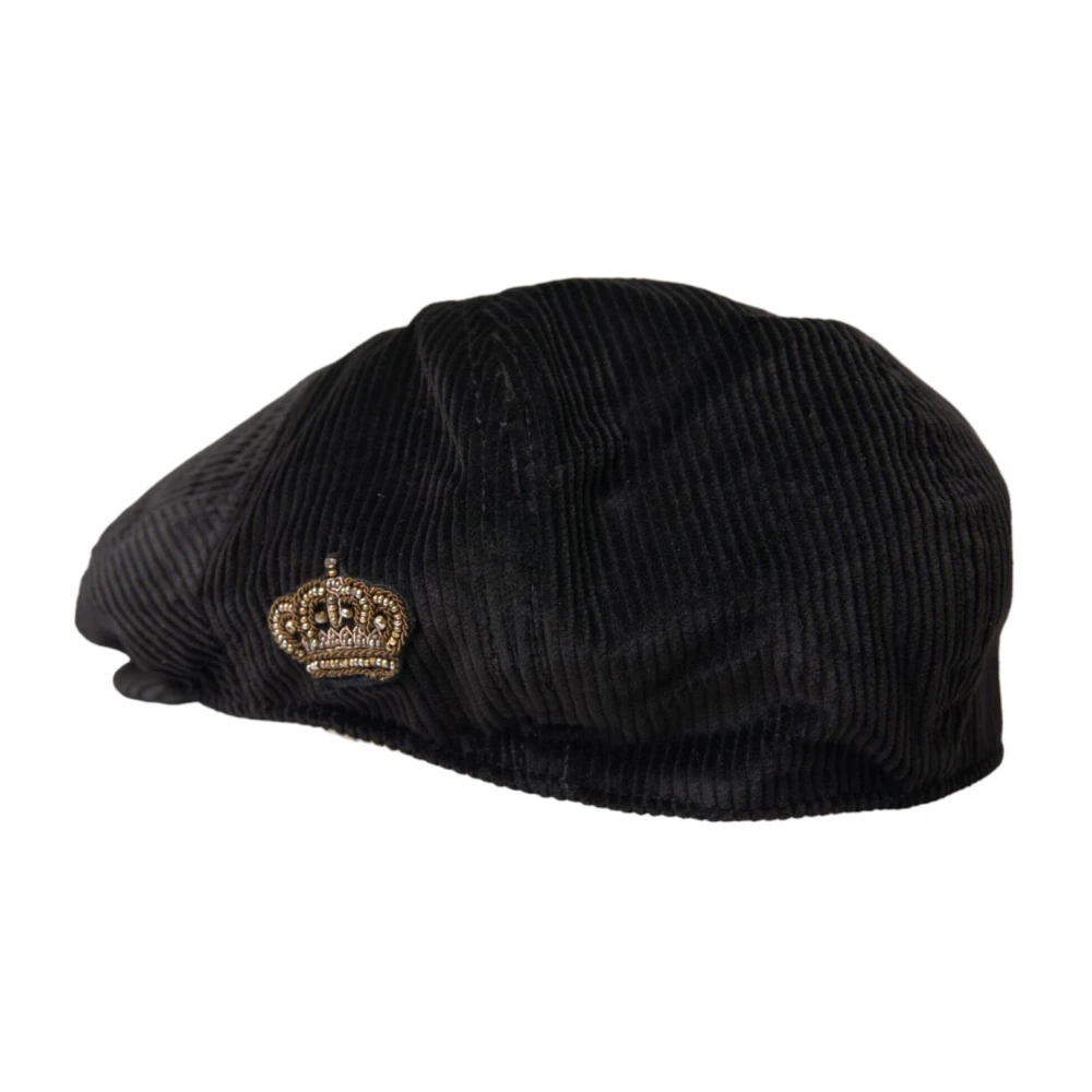 Dolce & Gabbana Zwarte Katoenen Newsboy Cap Black Heren