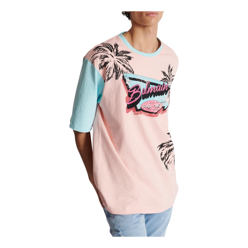 Balmain Losse Miami bedrukte T-shirt Multicolor Heren