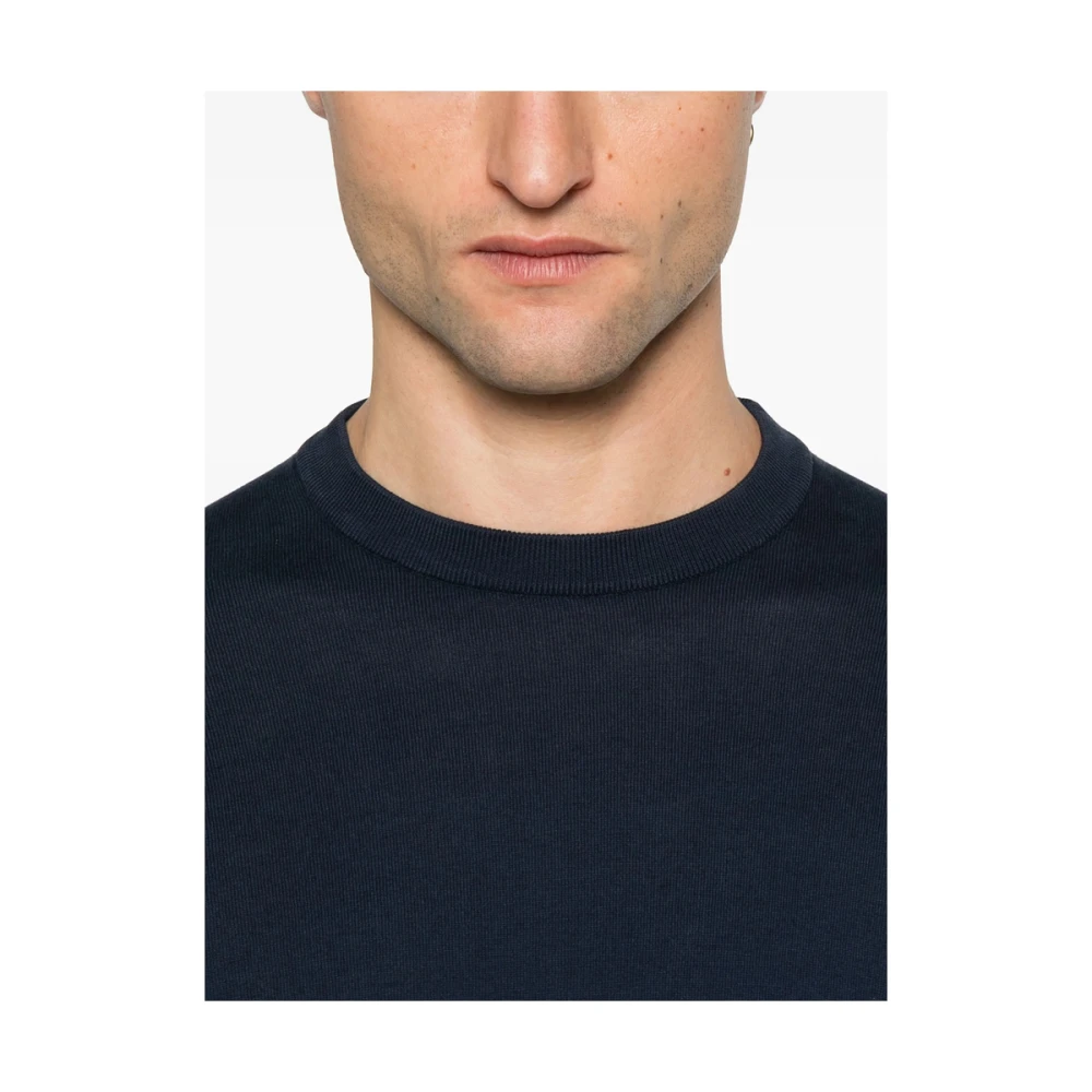 Fedeli Navy Blue Crew Neck T-shirt Blue Heren