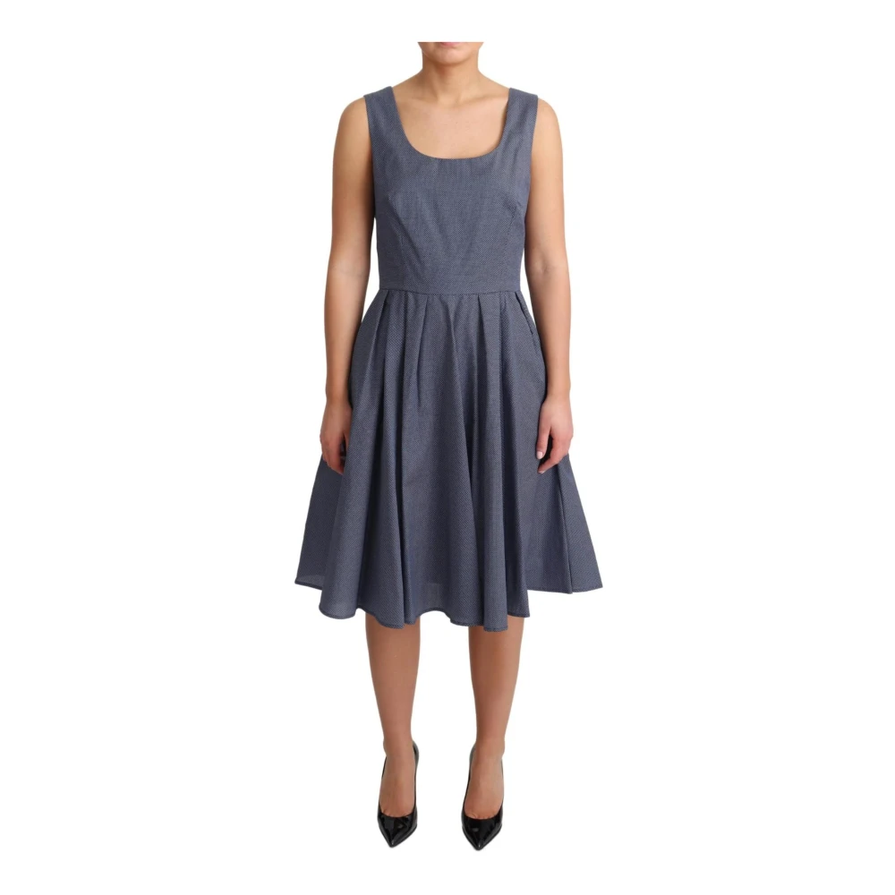Dolce & Gabbana , Midi Dresses, Female, Blue, M, Blue Polka Cotton A-Line Dress