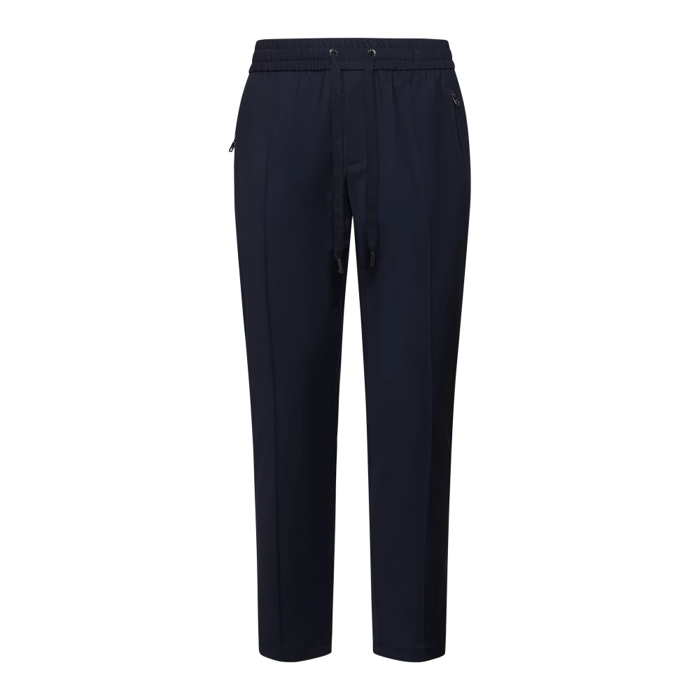 Dolce & Gabbana Blauwe elastische broek met ritssluiting zakken Blue Heren