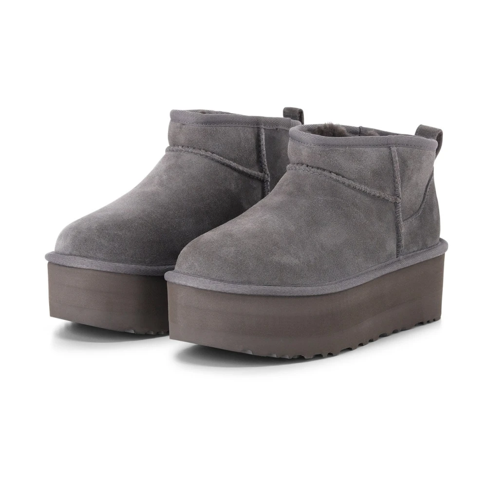 Ugg Women's Gray Platform Ankle Boots - Winter Boots - 8 Uk - Shoes