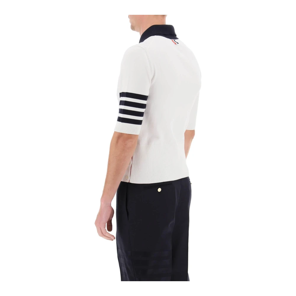 Thom Browne Baby Cable 4 Bar Katoenen Polo Sweater White Heren