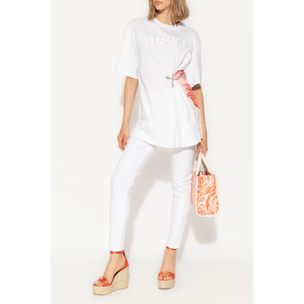 Versace T-shirt met Barocco Sea patroon White Dames