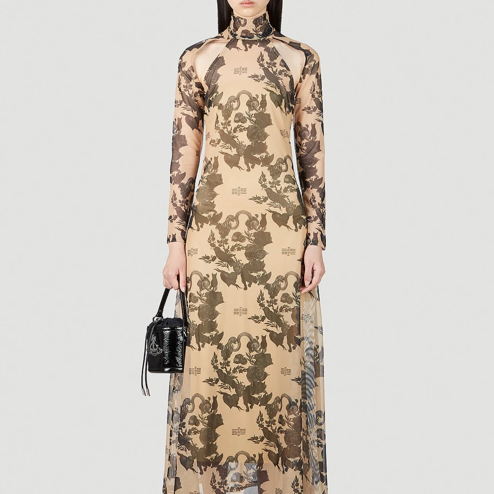 Rokh Maxi Jurk Beige Dames