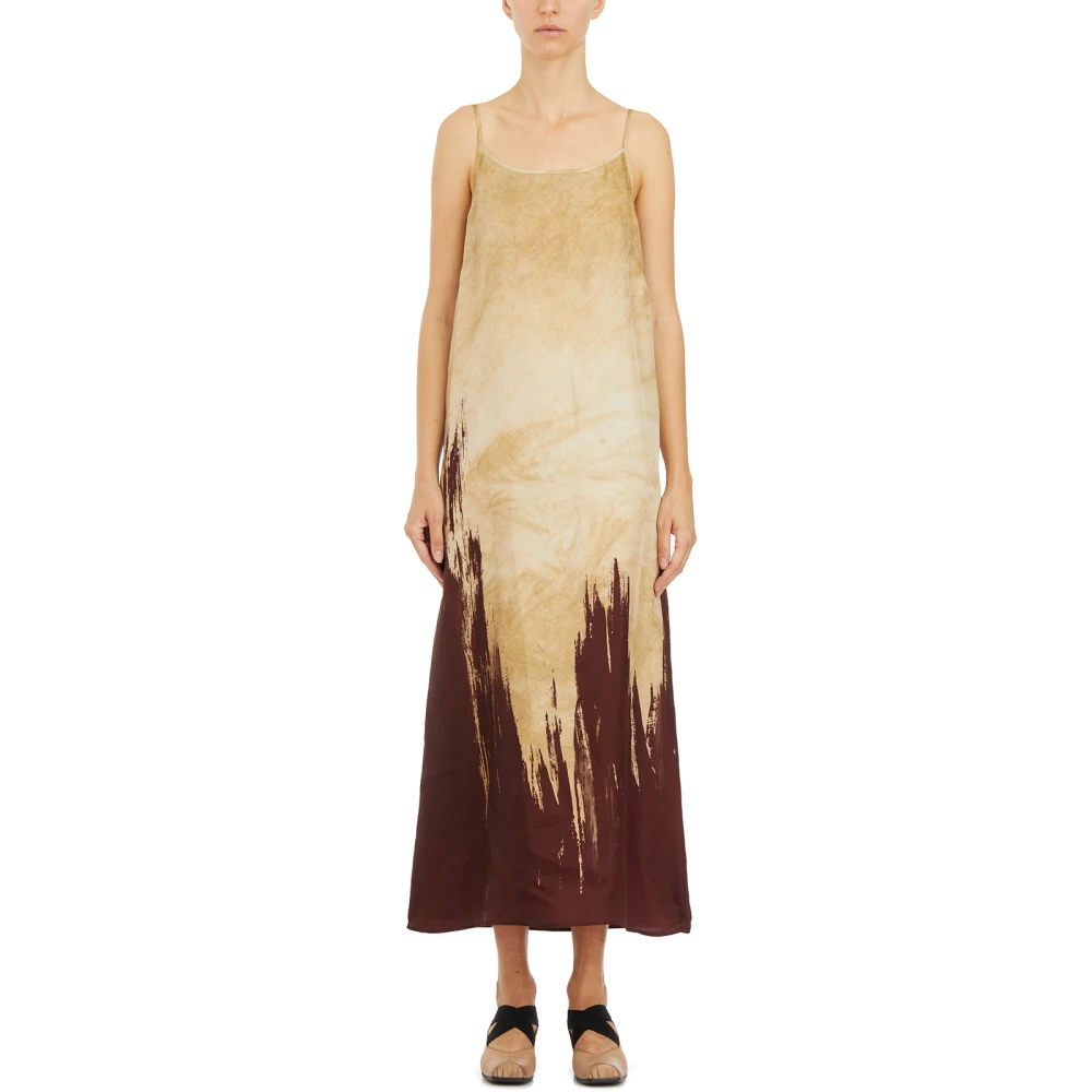 UMA Wang Anaya Jurk van Cupro en Viscose Beige Dames