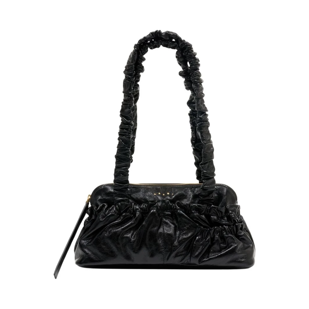Marni Women's Black Gathered Ew Shoulder Bag - Shoulder Bags - One Size - Bags