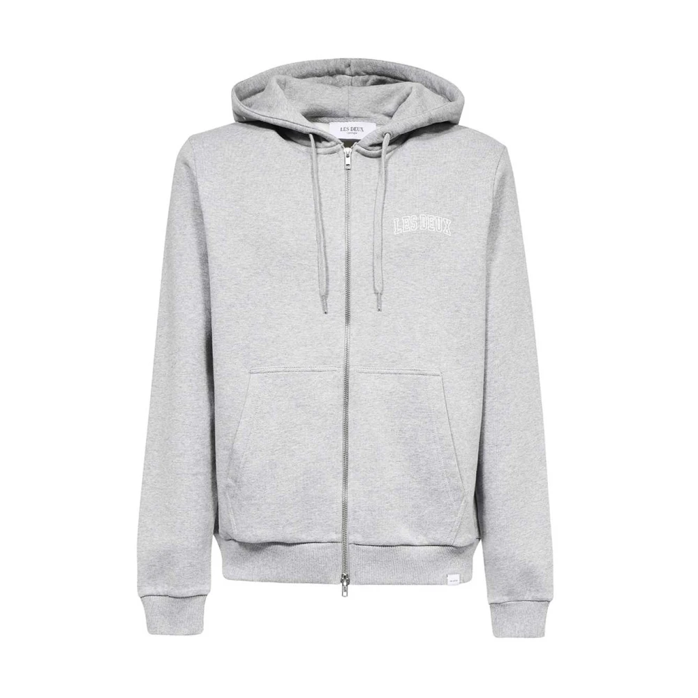 Les Deux Katoenen Full Zip Hoodie met Zakken Gray Heren