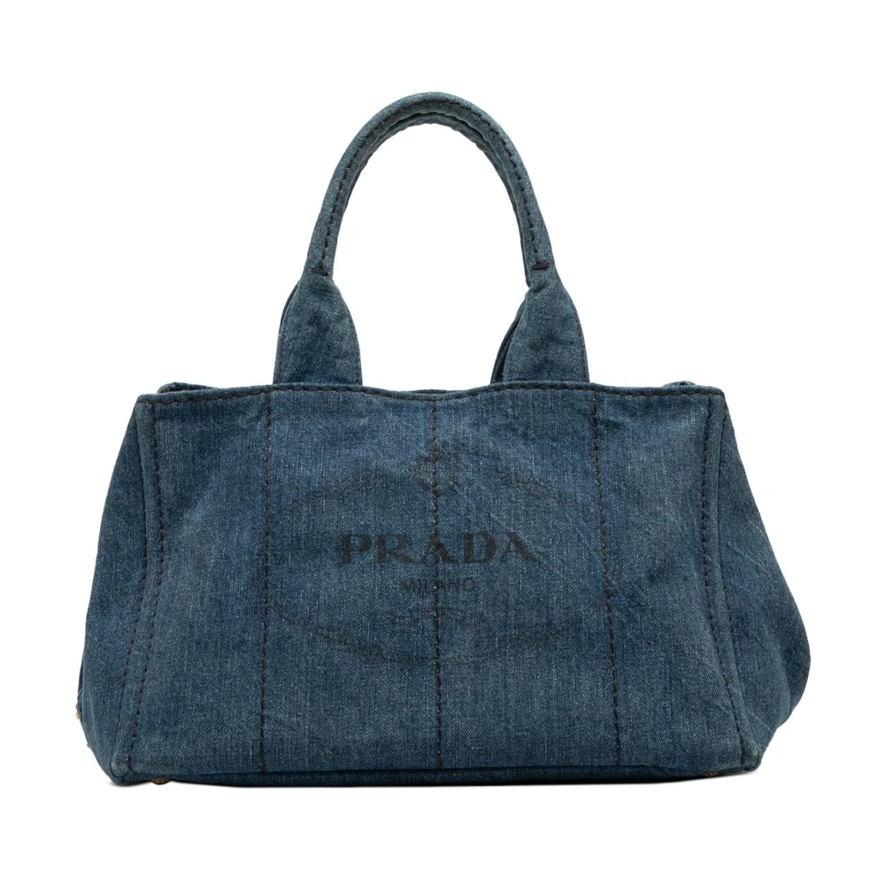Prada Vintage Women's Blue Pre-Owned Vintage Denim Tote Bag