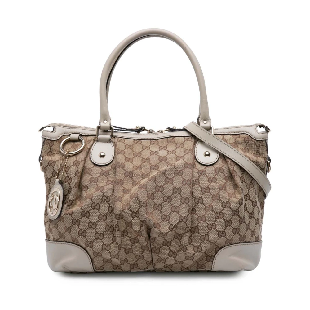 Gucci Vintage Women's Brown Pre-Owned Vintage Monogram Canvas Satchel Bag
