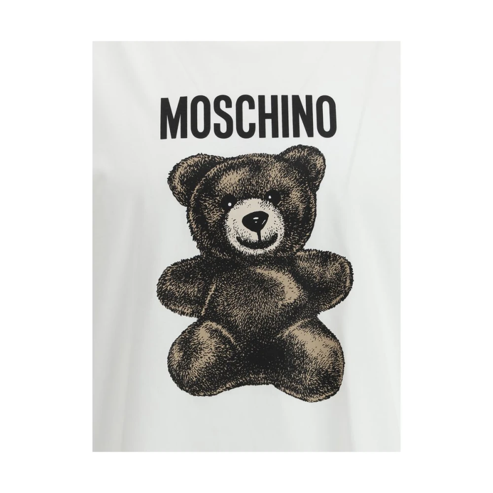 Moschino Gedurfd Maxi Print Katoenen T-shirt White Heren