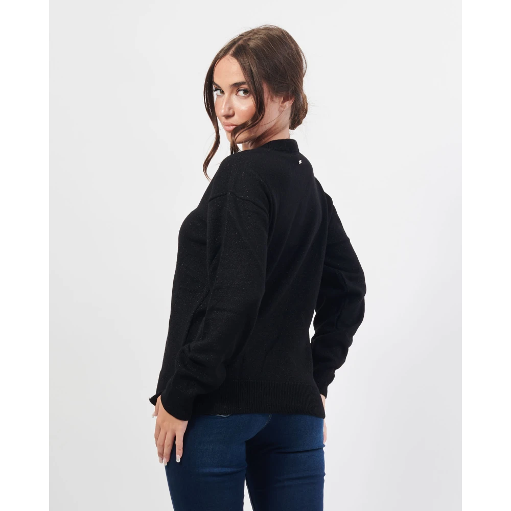 Armani Exchange Zwarte trui met lurex draden Black Dames