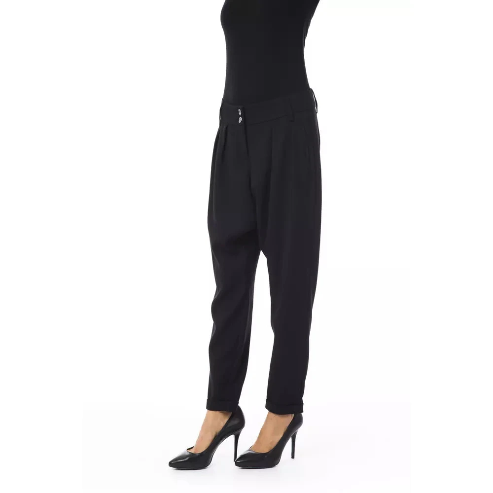 Byblos Zwarte Oversized Broek met Voor- en Achterzakken Black Dames