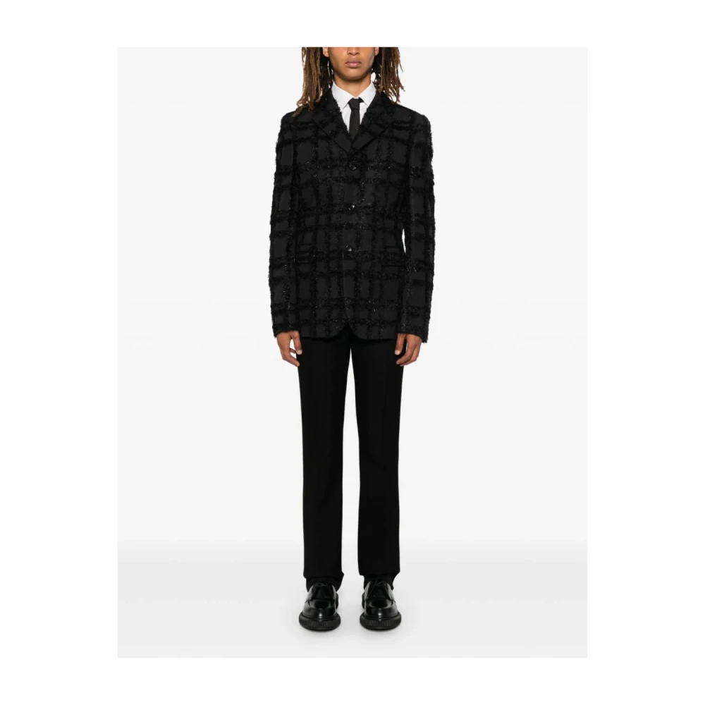 Comme des Garçons Zwarte Draadgesneden Jas Black Heren