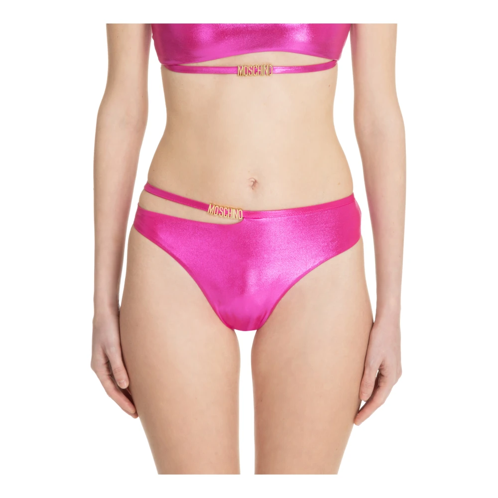 Moschino Effen Logo Bikini-onderkant Pink Dames