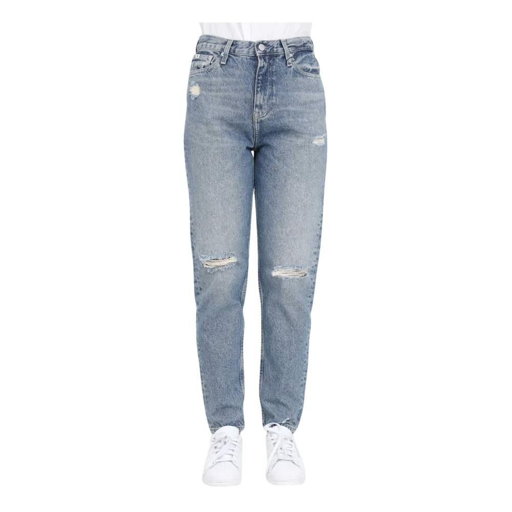 Calvin Klein Jeans Vintage-inspirerade Medium Blå Slitna Jeans för Kvinnor Blue, Dam